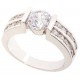 18k White Gold Plated 21 Diamond Created Ring